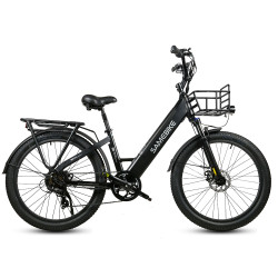 Vélo électrique moderne en noir ou blanc rapide.