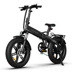 Vélo électrique noir pliable avec un puissant moteur pour les promenades.