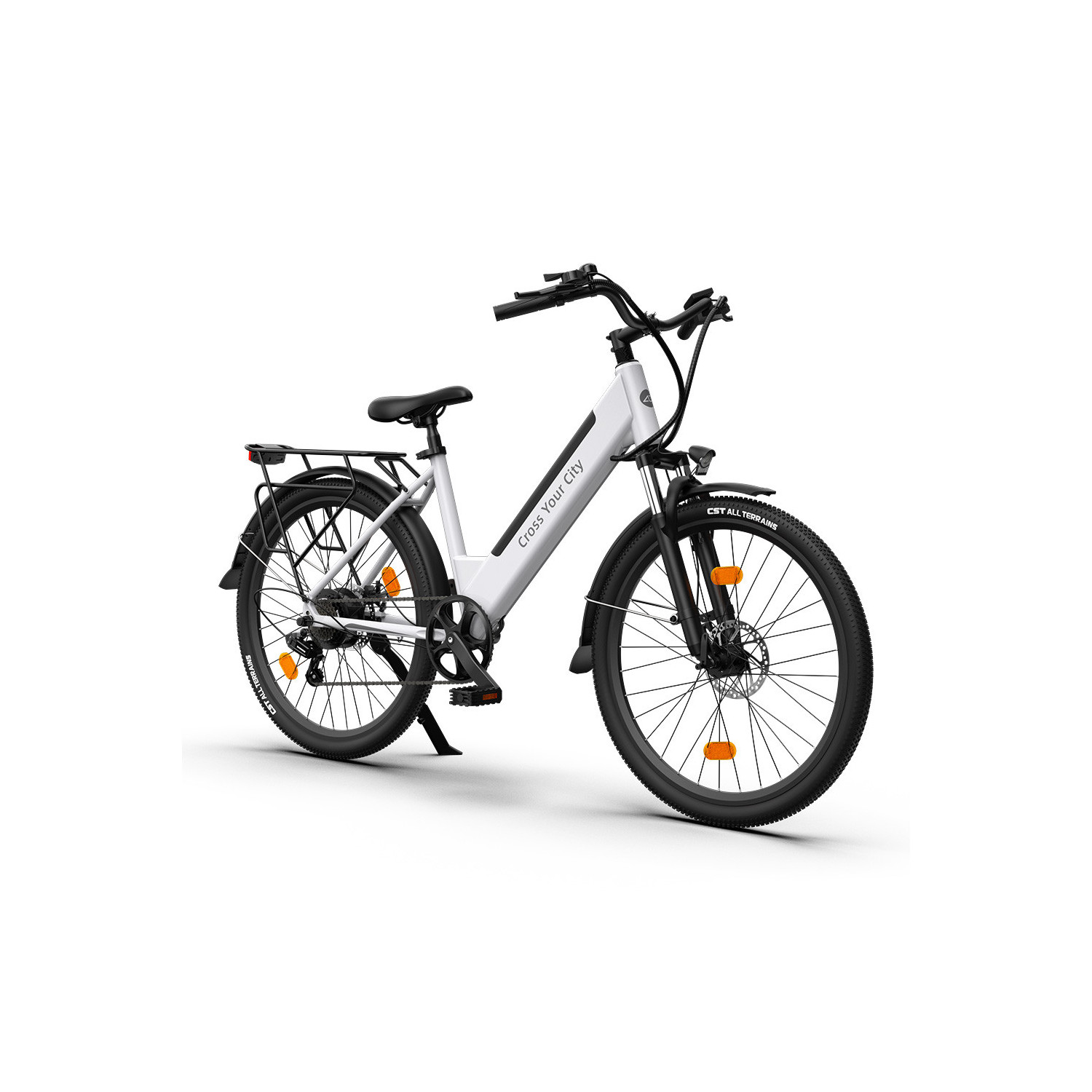 L'A26S XE est un vélo électrique  blanc confortable et pratique pour se déplacer en ville.